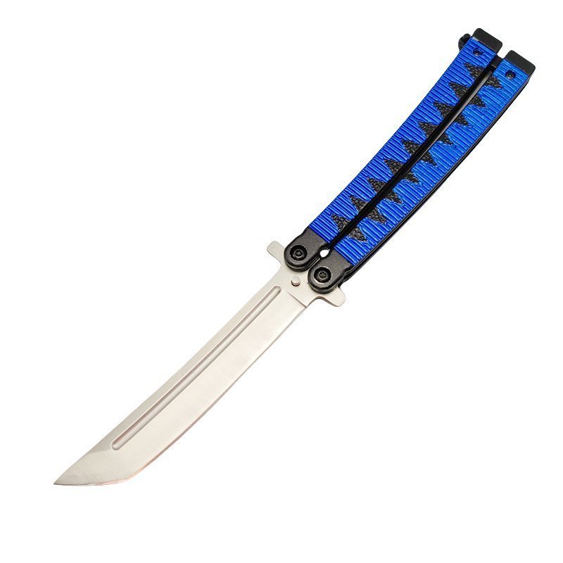 7b10f0326e6b64e65e8fd875085ac42-1.jpg 9,5 Zoll Samurai-Balisong-Butterfly-Messer im japanischen Stil, blau – Bild 1