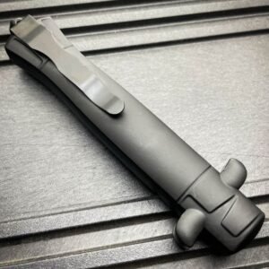 9 Zoll Automesser Italienisches Stiletto-Stil OTF-Messer Damascus Etch – Bild 10