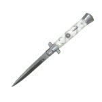 9 Zoll italienisches Stiletto-Messer – Springmesser mit perlweißem Griff