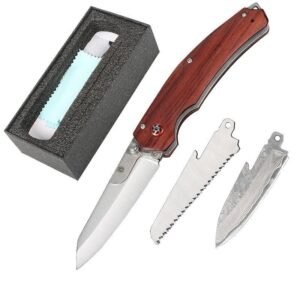 Wildnis-Survival-Klappmesser, multifunktionales, abnehmbares Damaskus-Klappmesser