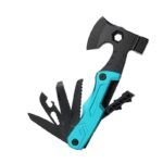 Multifunktionale Survival-Axt-Zange, Klappmesser, Zange, Hammer mit Feuerstein, Mehrzweckwerkzeug, tragbare lebensrettende Axt – BLAU