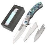Wildnis-Survival-Klappmesser, multifunktionales, abnehmbares Damaskus-Klappmesser
