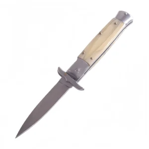 Gelbes Stiletto-Messer mit Knochengriff – Drachenmuster-Design