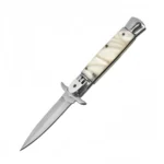 9-Zoll-italienisches Stiletto-Messer – automatischer Springmesser mit Griff aus weißem Elfenbeinimitat