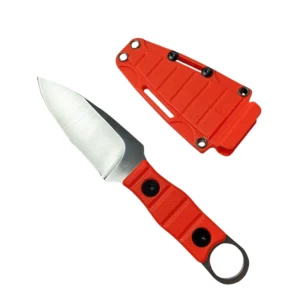 Gerades Outdoor-Messer, hohe Härte, Schärfe, taktisches kleines gerades Messer, mit K-Scheide A-8 Sanding/Orange-Griff