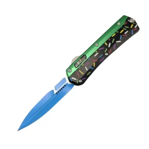 Donut Fighter Switchblade OTF-Messer – Grün und Schwarz